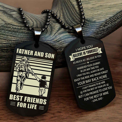 Cowboy Personalized Double Sided Dog Tag To My Son I Love You - Enjoy The Ride And Never Forget Your Way Back Home From