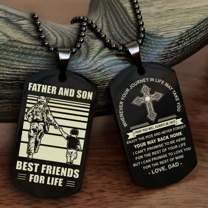 DRB Cross Double Sided Dog Tag Father And Son Best Friend For Life - Gift For Son Never Forget Your Way Back Home