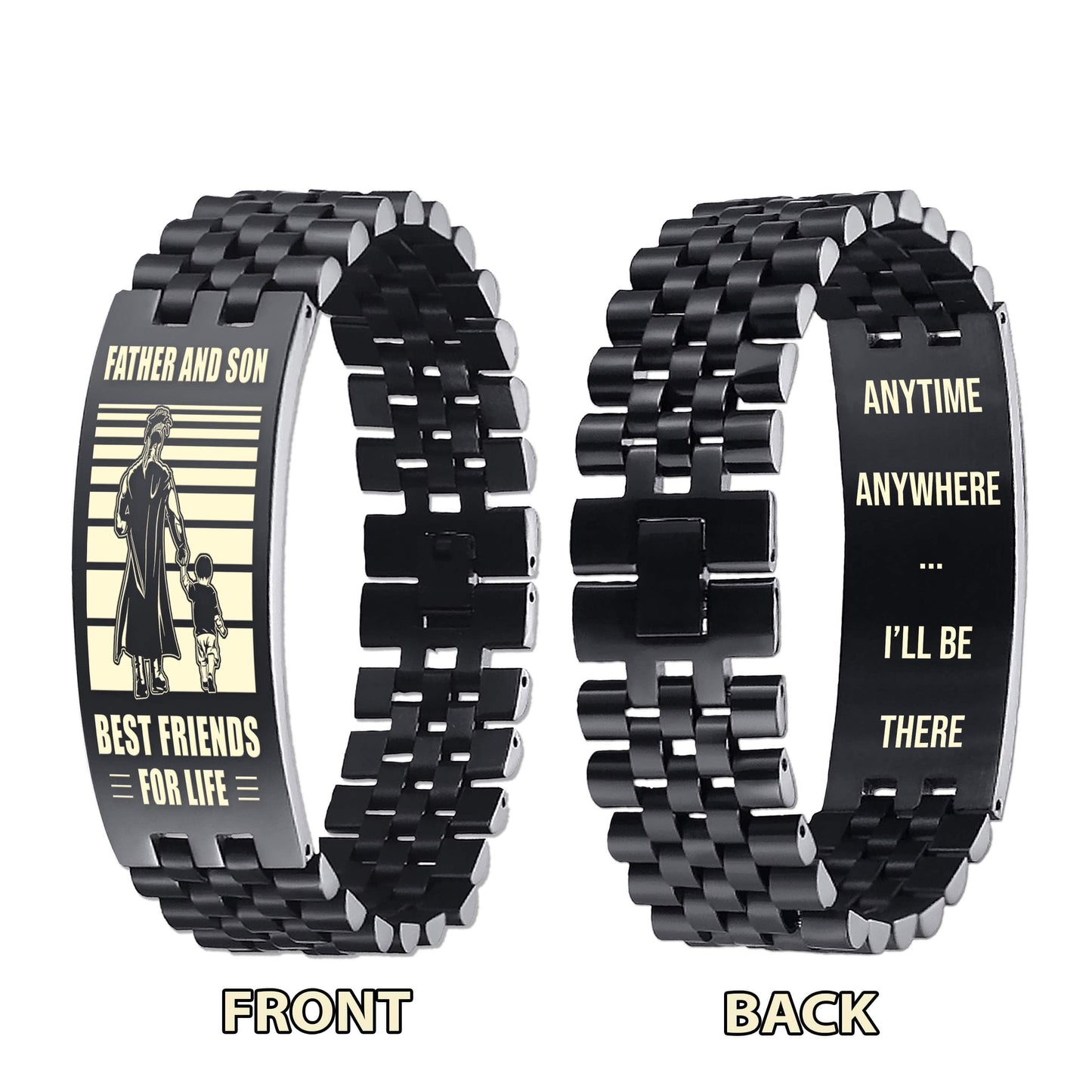 wbh biker personalized double sided bracelet father and son best friends for life - message on the back side