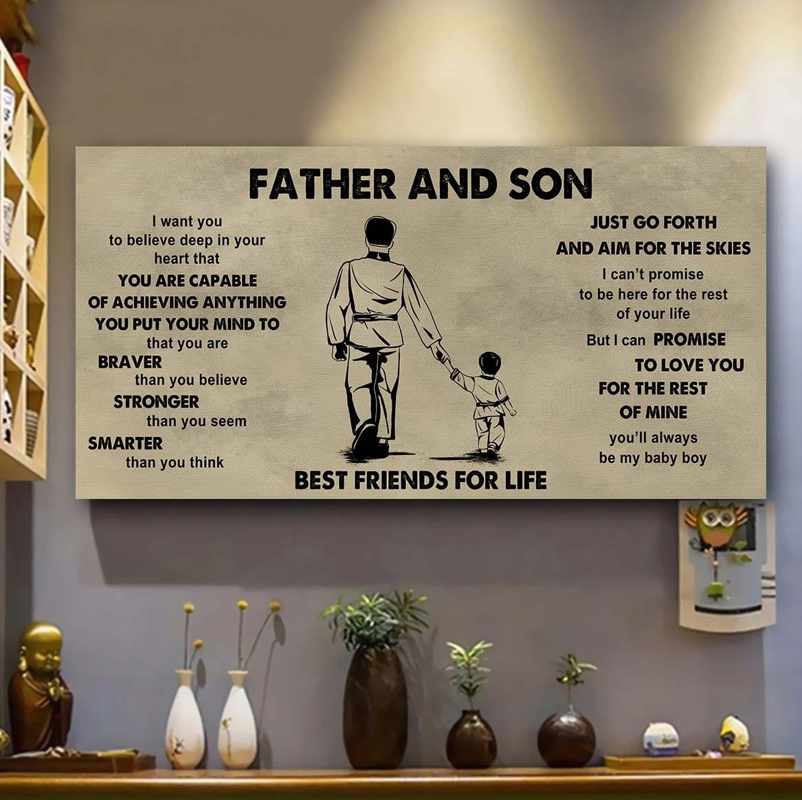 sport - family father and son best friends for life - that you are braver than you believe poster canvas gift for son from father