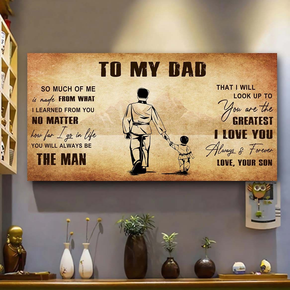 family to my dad - you are the greatest i love you poster canvas from son to father gifts for father