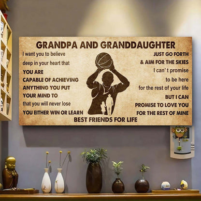 Personalized GrandpaTo Granddaughter Poster Canvas Grandpa and Granddaughter Best Friends For Life - Message For Your Granddaughter Gifts For Her