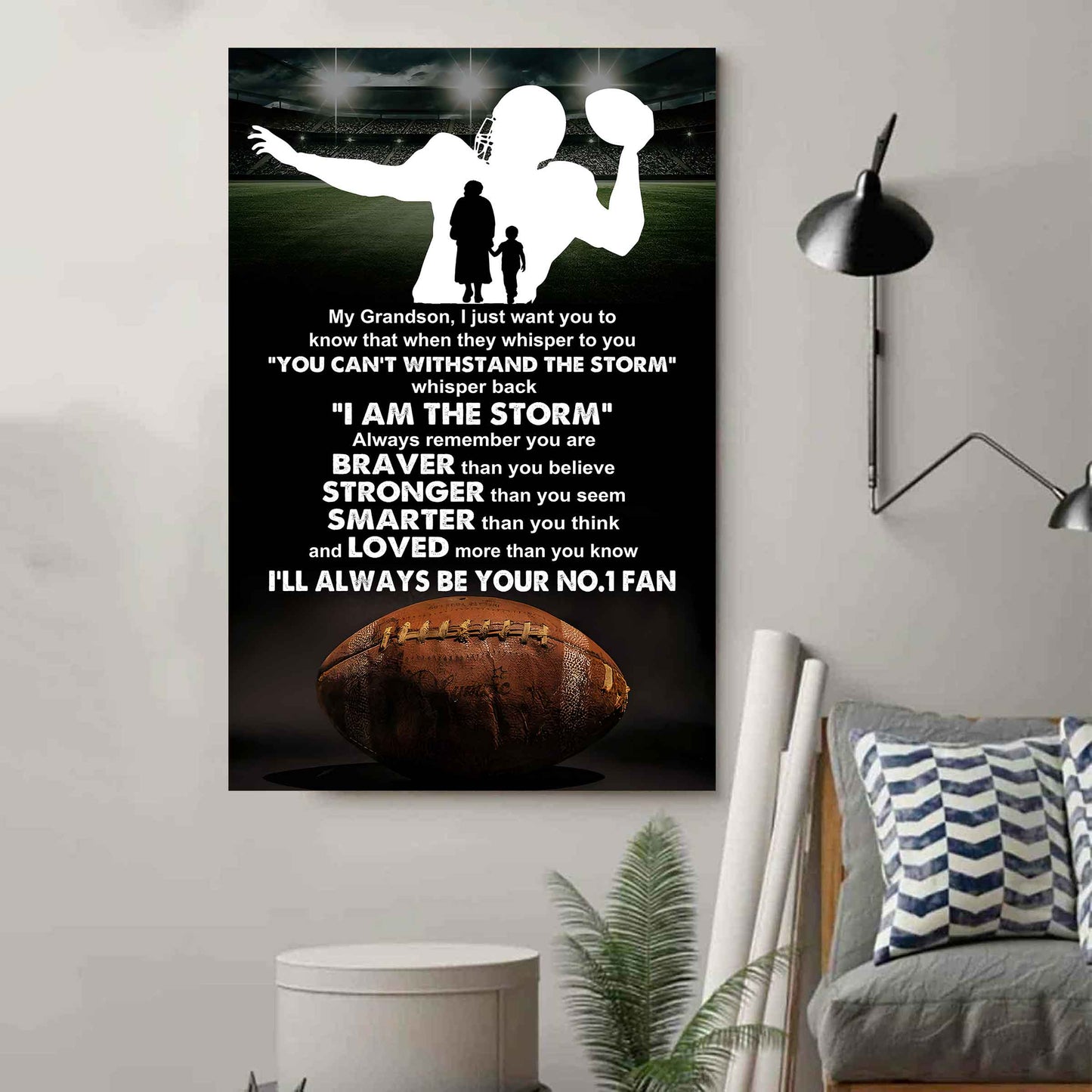 Sport Poster Canvas Grandma To Grandson - Whisper Back I Am The Storm I Will Always Your No 1 Fan
