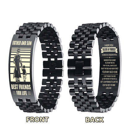 GK STO Personalized Double Sided Bracelet Father And Son Best Friends For Life - Message on the back side