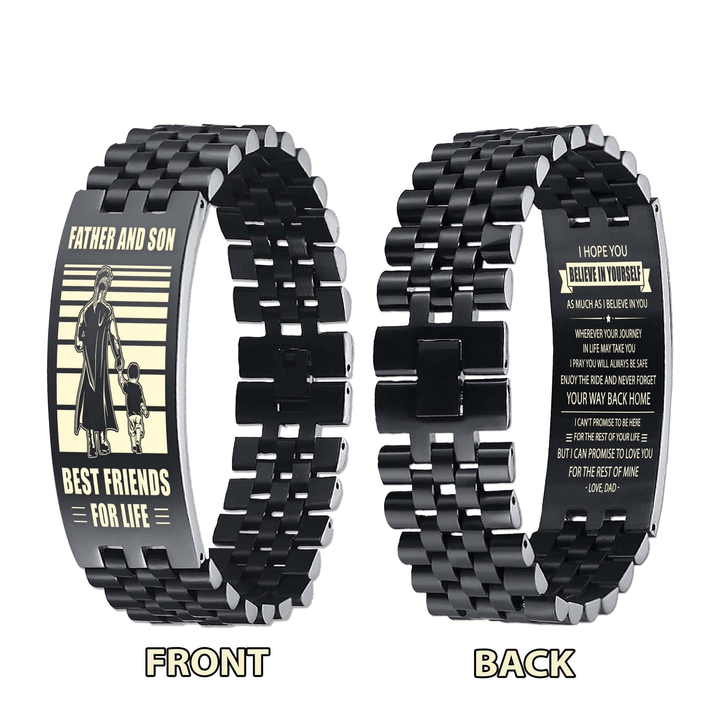 be strong samurai personalized double sided bracelet father and son best friends for life - message on the back side