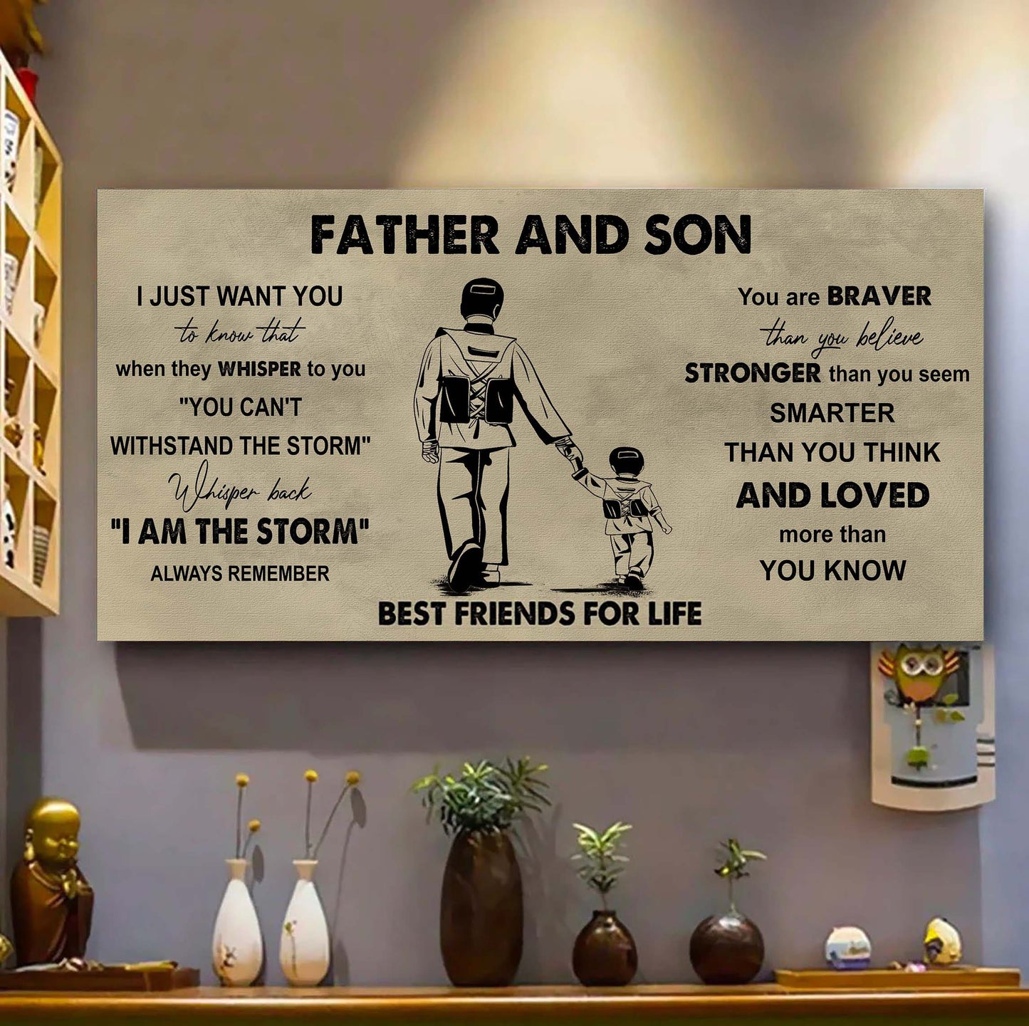 basketball father and son best friends for life - i am the storm poster canvas gift for son from father