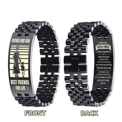 STO Biker Personalized Double Sided Bracelet Father And Son Best Friends For Life - Message on the back side