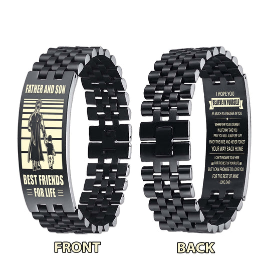 WBH Spartan Personalized Double Sided Bracelet Father And Son Best Friends For Life - Message on the back side