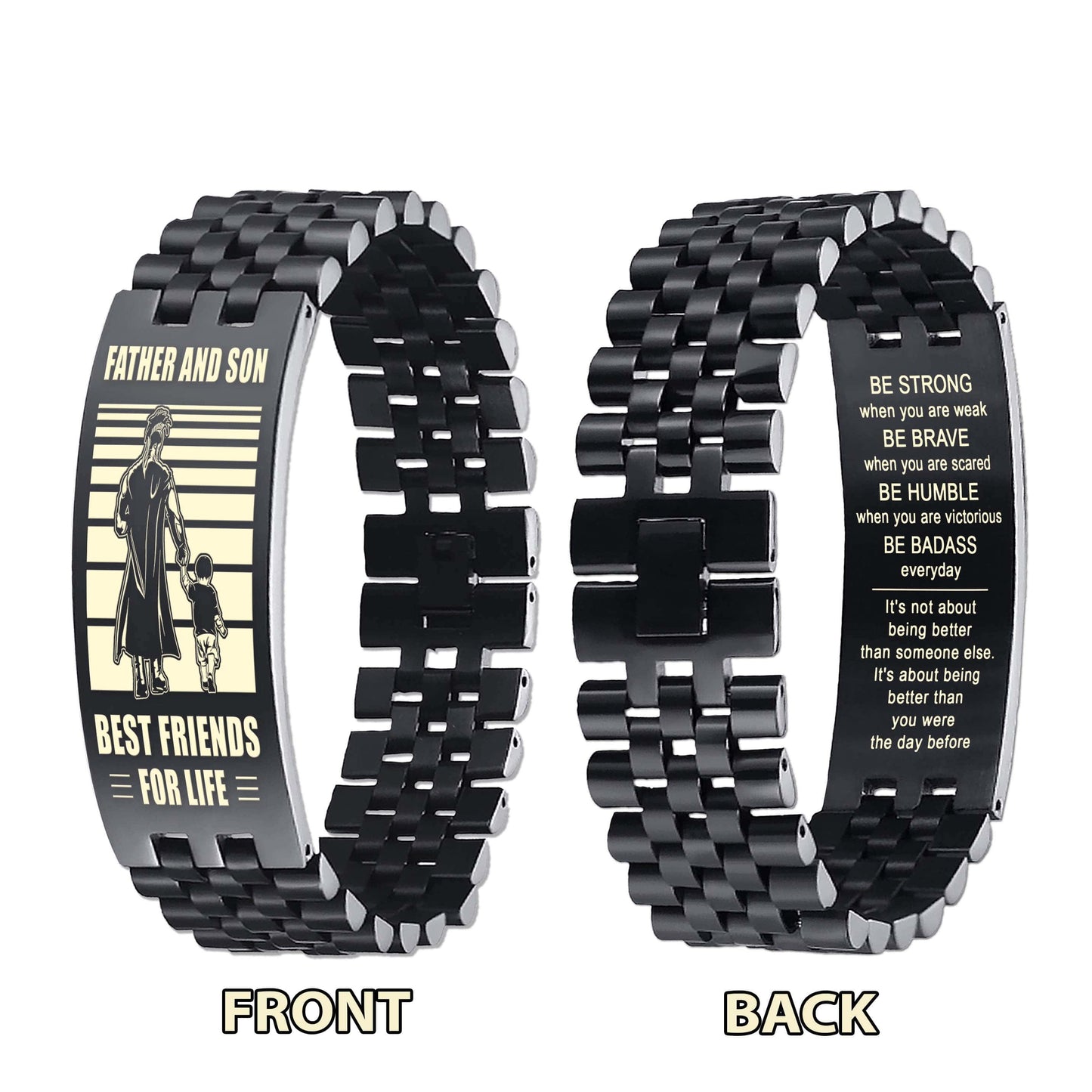 ant biker personalized double sided bracelet father and son best friends for life - message on the back side