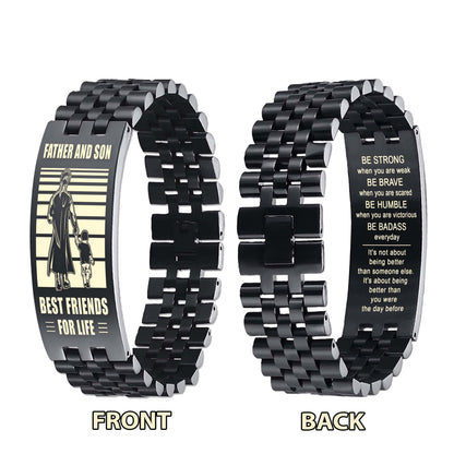 STO Samurai Personalized Double Sided Bracelet Father And Son Best Friends For Life - Message on the back side