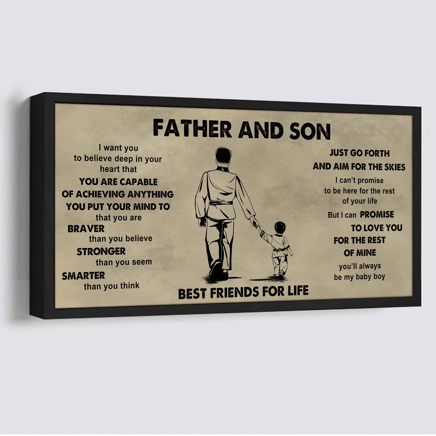 sport - family father and son best friends for life - that you are braver than you believe poster canvas gift for son from father