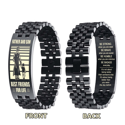 GK STO Personalized Double Sided Bracelet Father And Son Best Friends For Life - Message on the back side