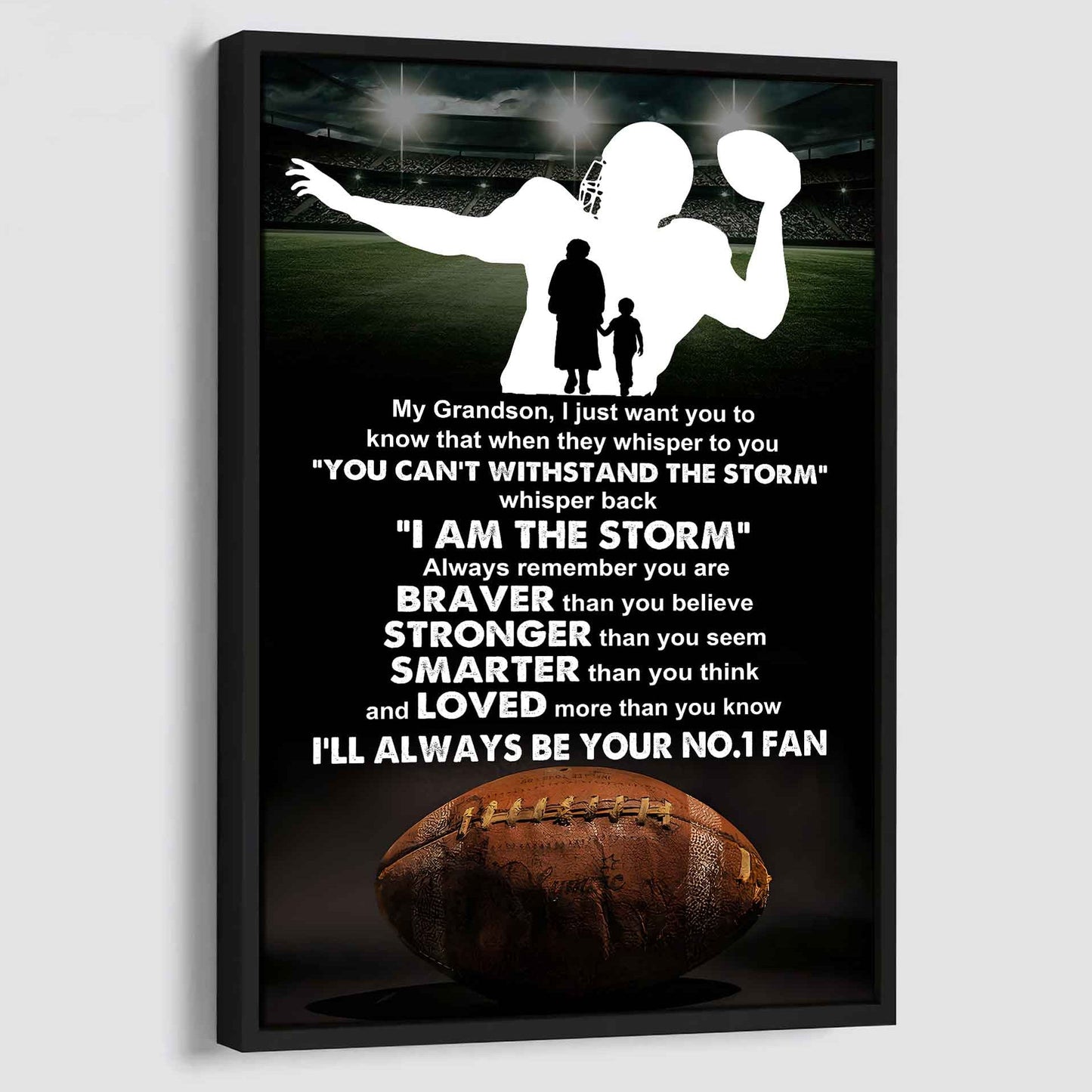 Sport Poster Canvas Grandma To Grandson - Whisper Back I Am The Storm I Will Always Your No 1 Fan
