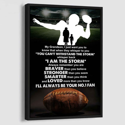 Sport Poster Canvas Grandma To Grandson - Whisper Back I Am The Storm I Will Always Your No 1 Fan
