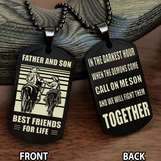 Cowboy Personalized Double Sided Dog Tag Call On Me Son And We Will Fight Them Together Gifts For Your Son From Dad
