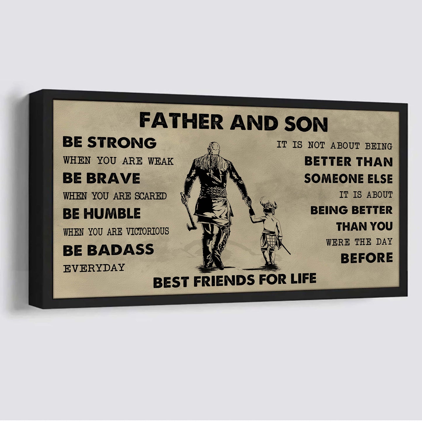 biker father and son best friends for life - be strong when you are weak poster canvas gift for son from father-photo upload