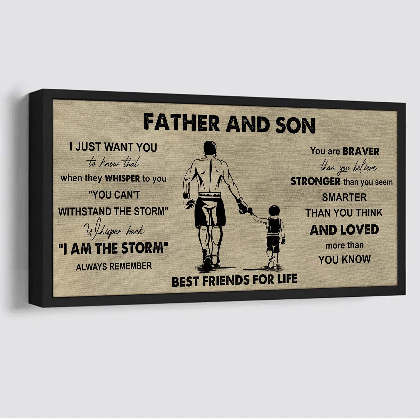 hockey father and son best friends for life - i am the storm poster canvas gift for son from father