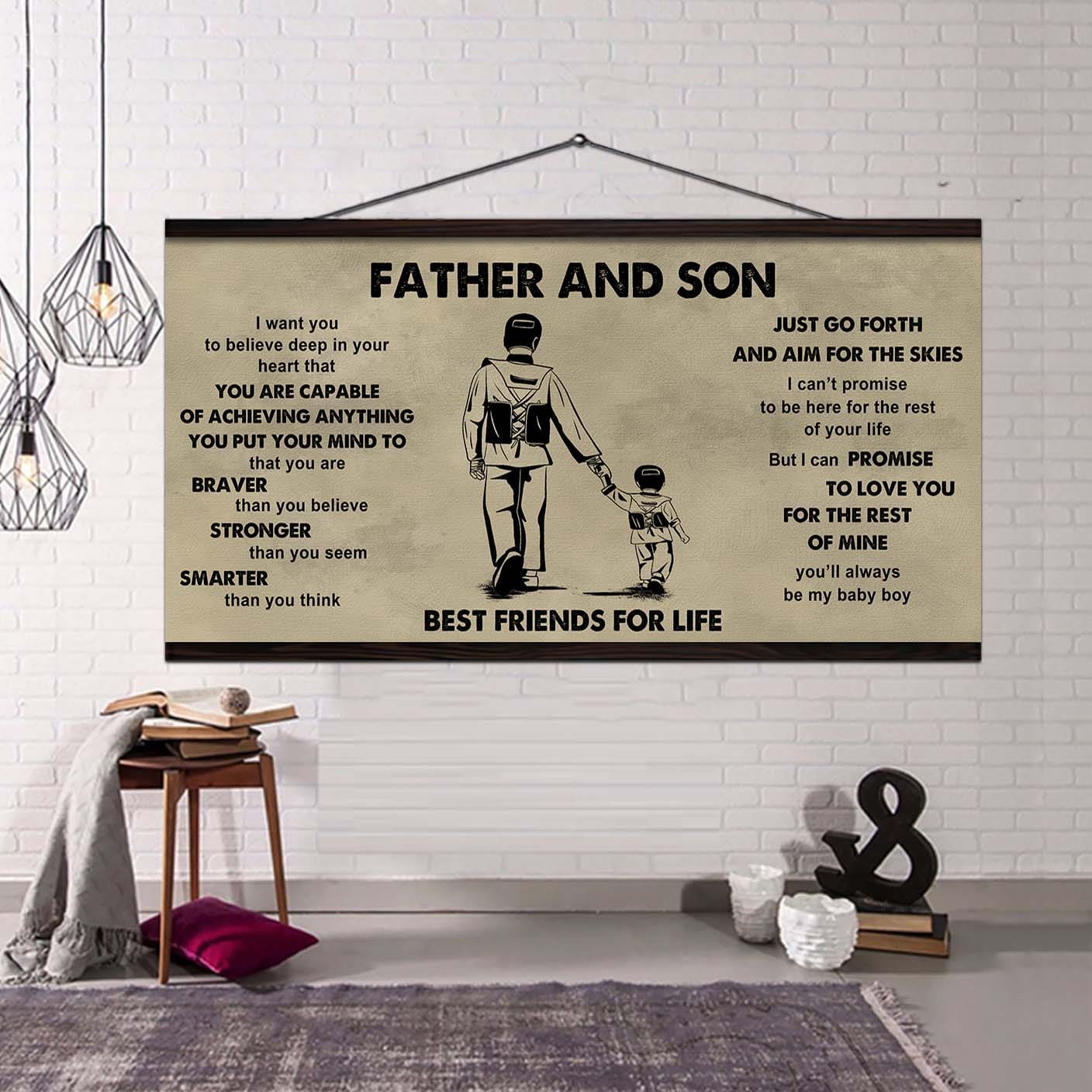 family father and son best friends for life - that you are braver than you believe poster canvas gift for son from father