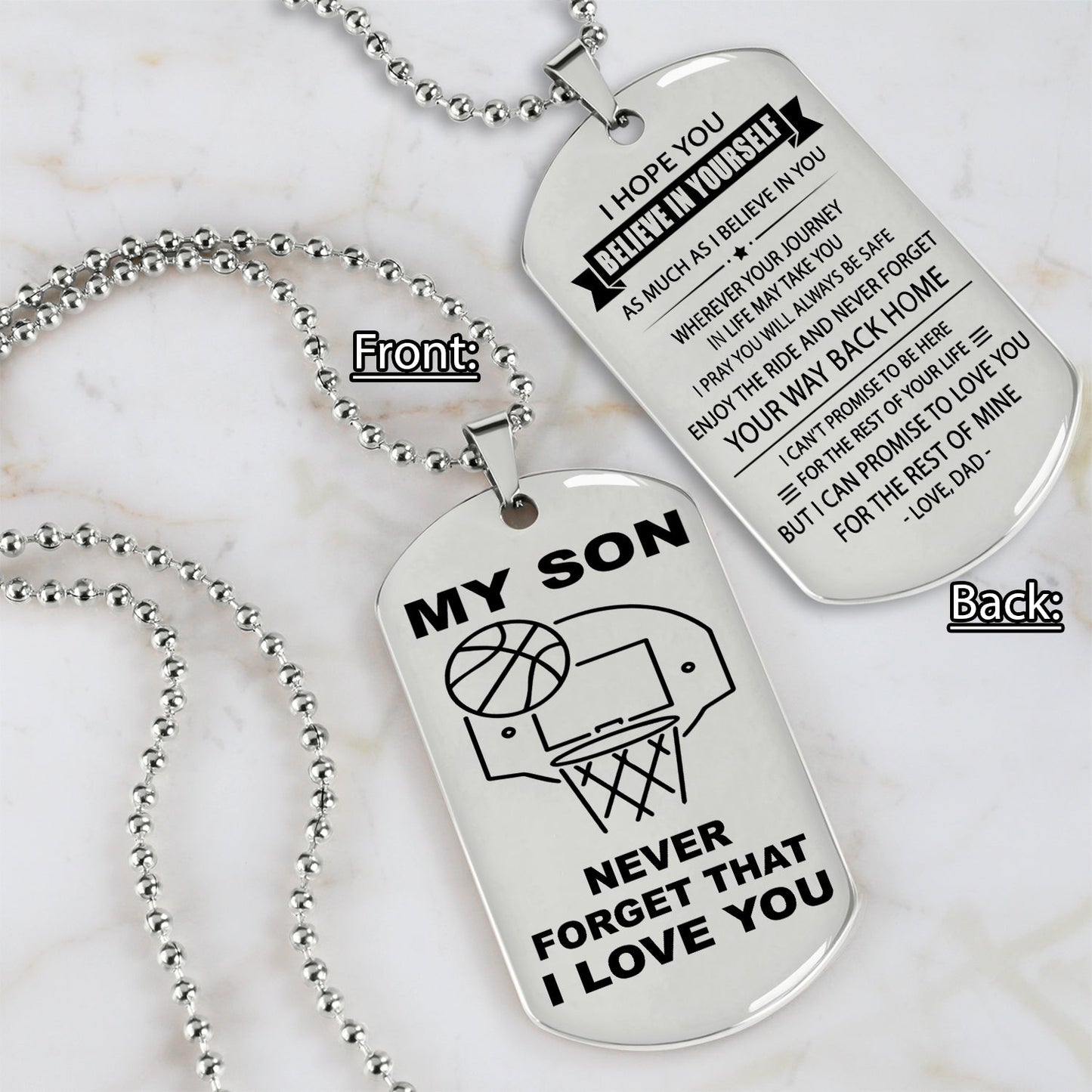 customizable basketball dog tag, gifts from grandpa grandma to grandson- it is not about better than someone else, it is about being better than you were the day before, be strong be brave be humble