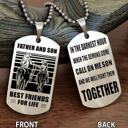 Cowboy Personalized Double Sided Dog Tag Call On Me Son And We Will Fight Them Together Gifts For Your Son From Dad