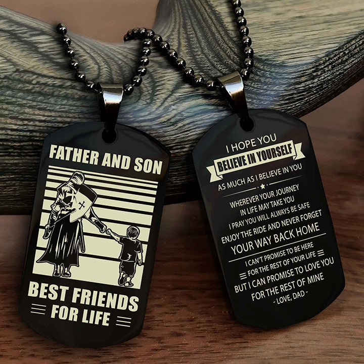 cowboy personalized double sided dog tag to my son i love you - enjoy the ride and never forget your way back home from