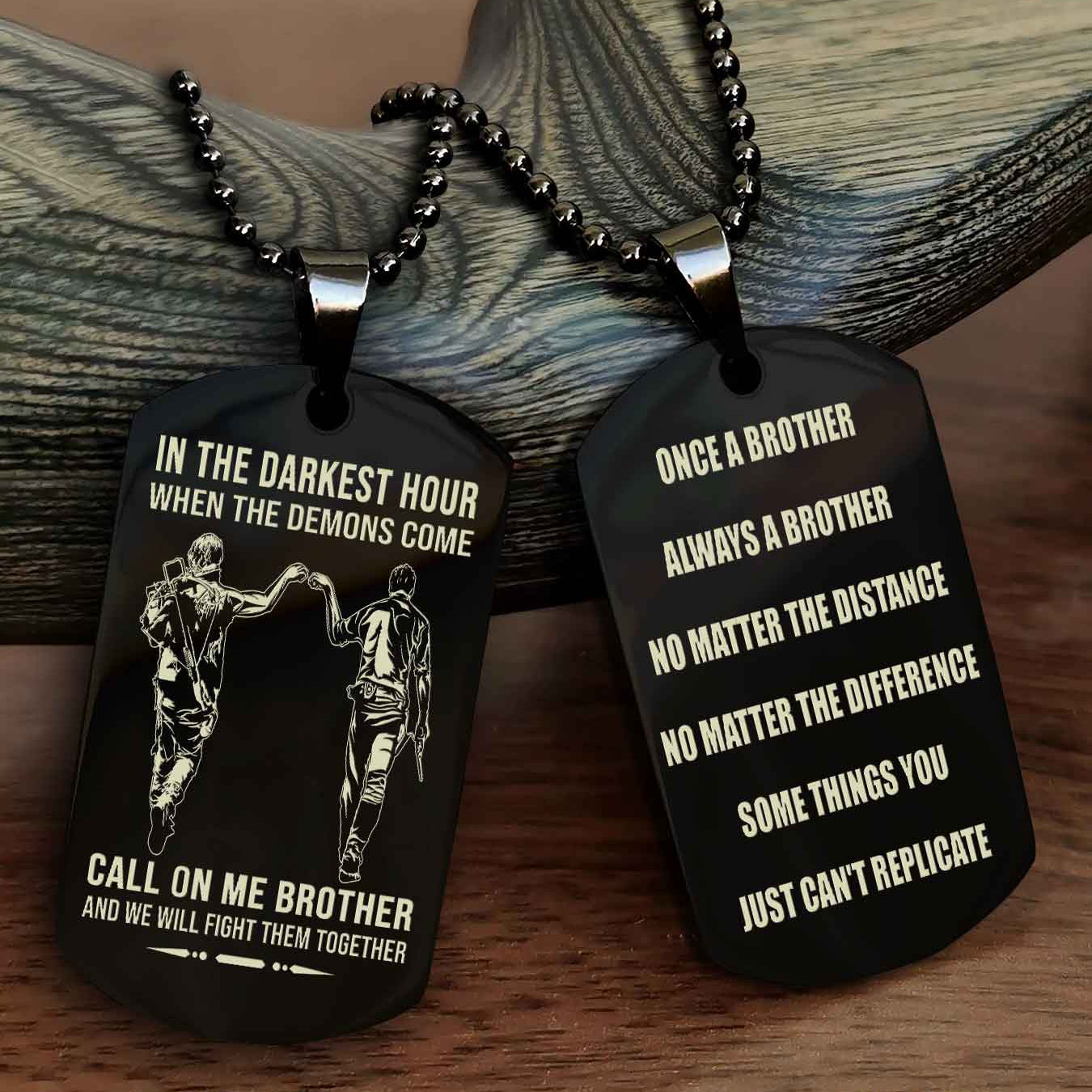 Viking Customizable engraved dog tag double sided gift from brother Once A Brother Always A Brother
