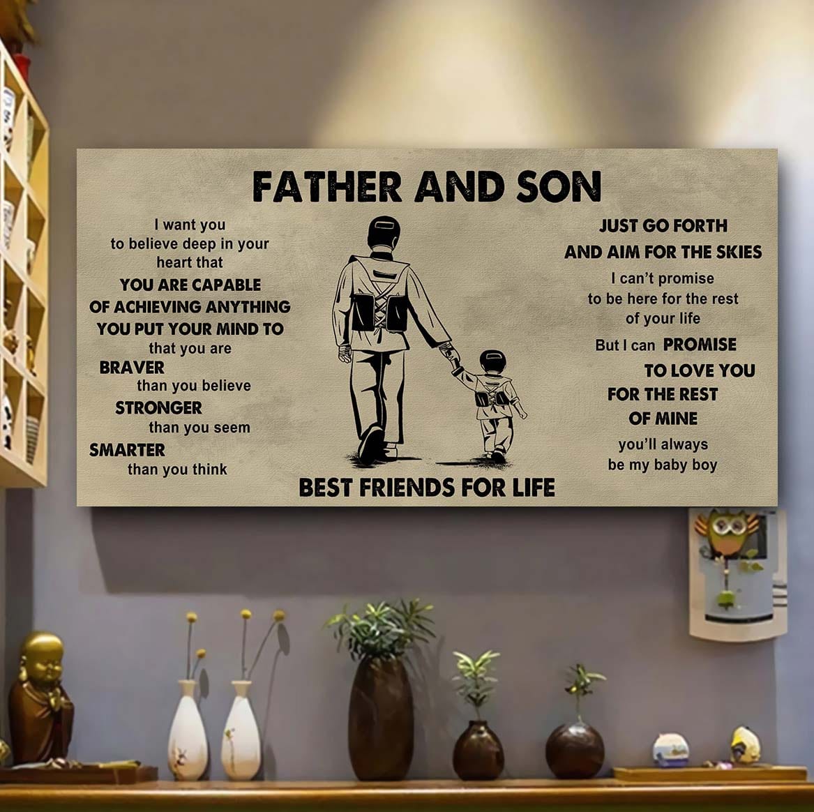 family father and son best friends for life - that you are braver than you believe poster canvas gift for son from father