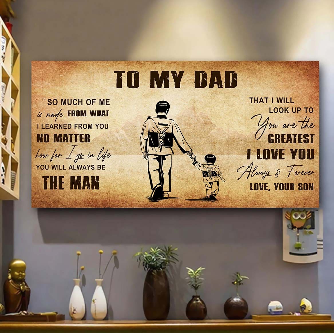 family to my dad - you are the greatest i love you poster canvas from son to father gifts for father