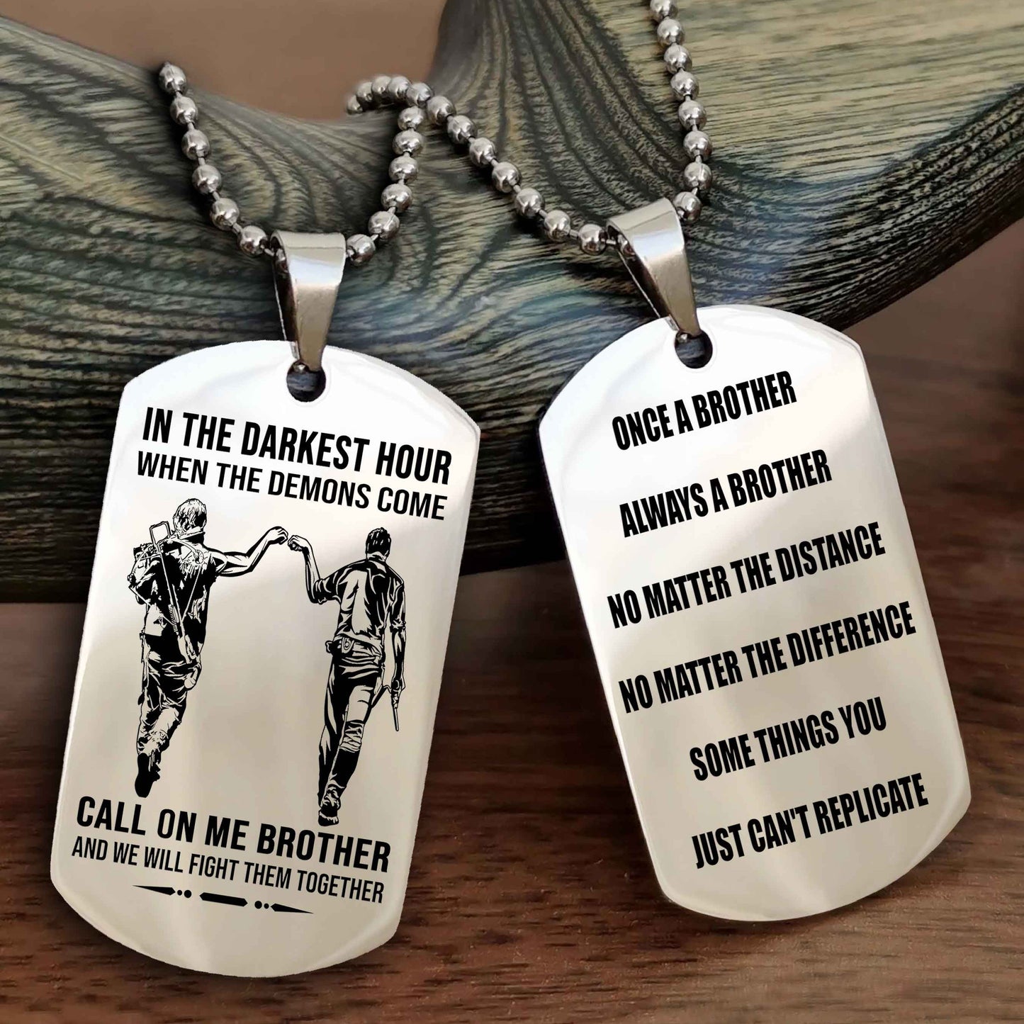 Viking Customizable engraved dog tag double sided gift from brother Once A Brother Always A Brother