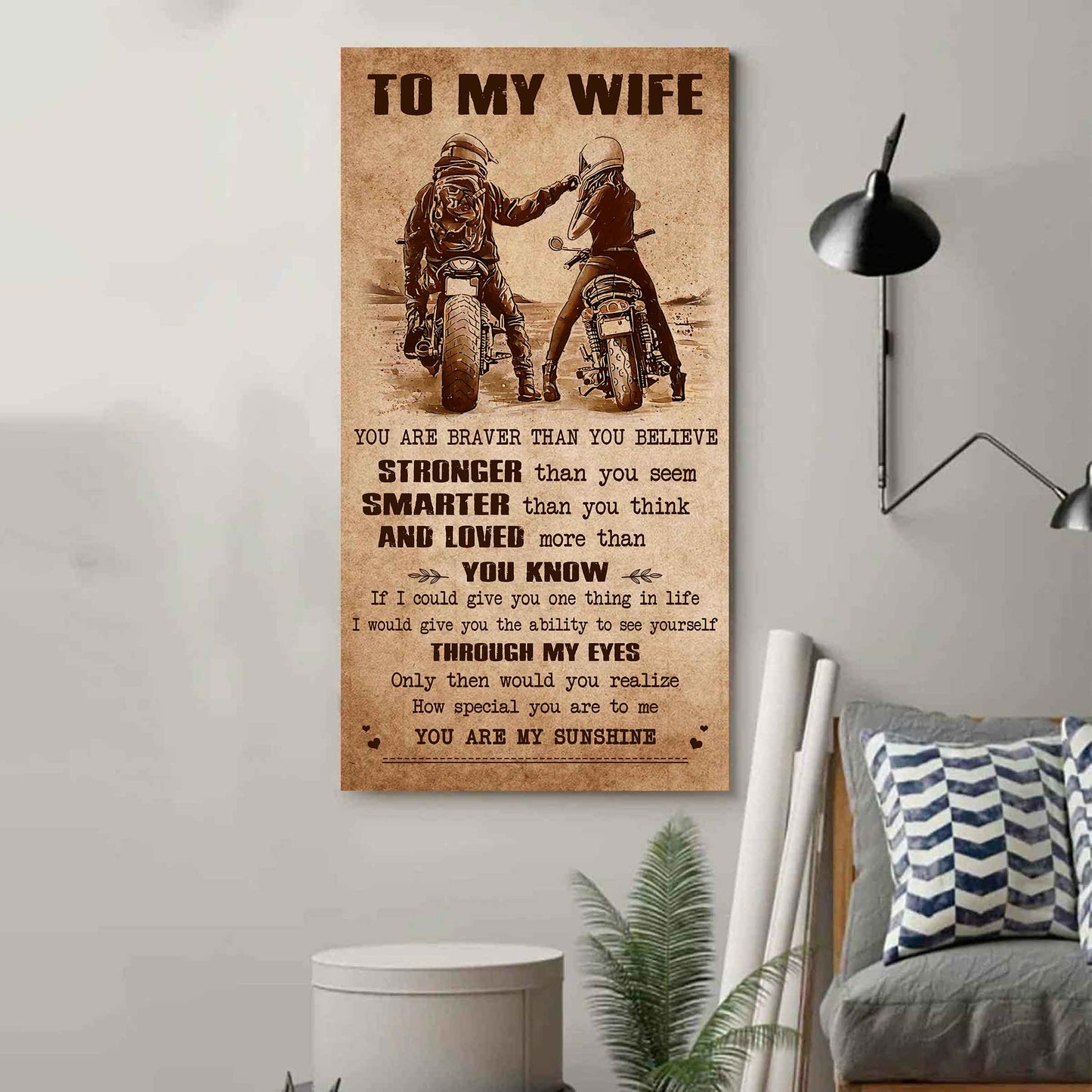 samurai poster canvas you are braver than you believe - you are my sunshine gift for your wife