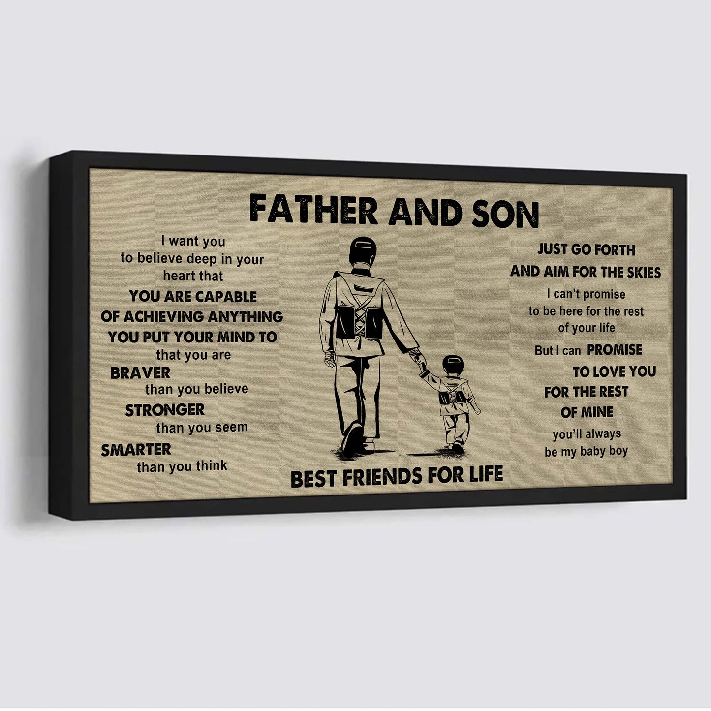 family father and son best friends for life - that you are braver than you believe poster canvas gift for son from father