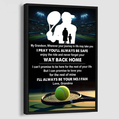 Sport Poster Canvas Grandma To Grandson - Never Forget Your Way Back Home I Will Always Your No 1 Fan