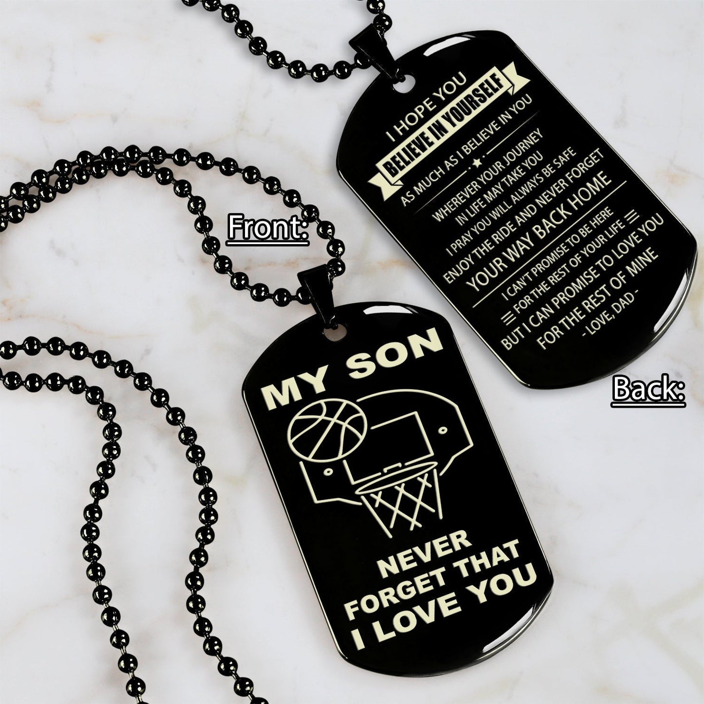 customizable basketball dog tag, gifts from grandpa grandma to grandson- it is not about better than someone else, it is about being better than you were the day before, be strong be brave be humble