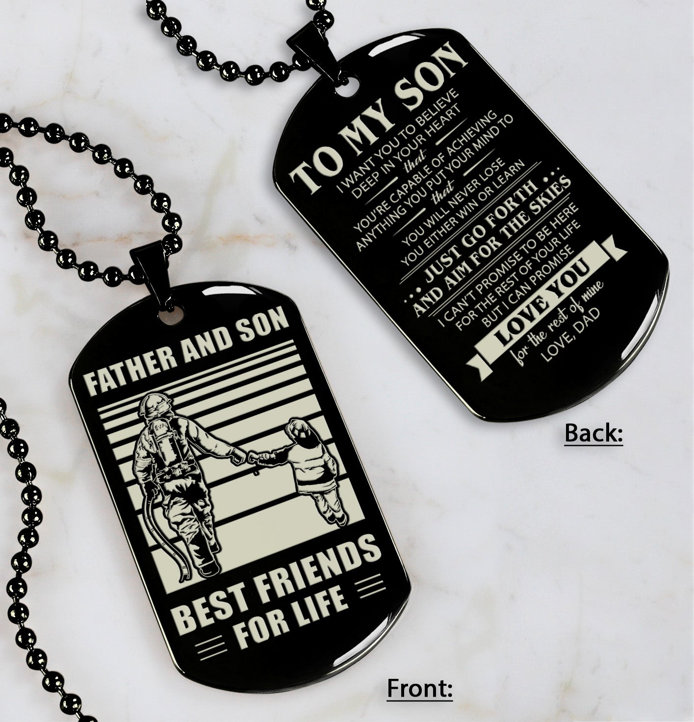 hm12 - customizabled double sided dog tag father and son best friends for life