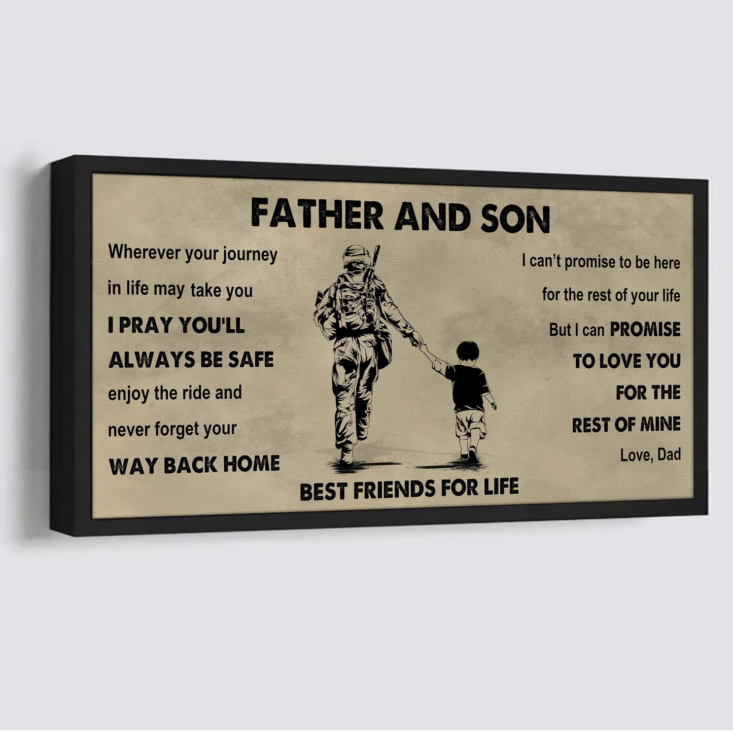 biker father and son best friends for life - ver 2 never forget your way back home poster canvas gift for son from father