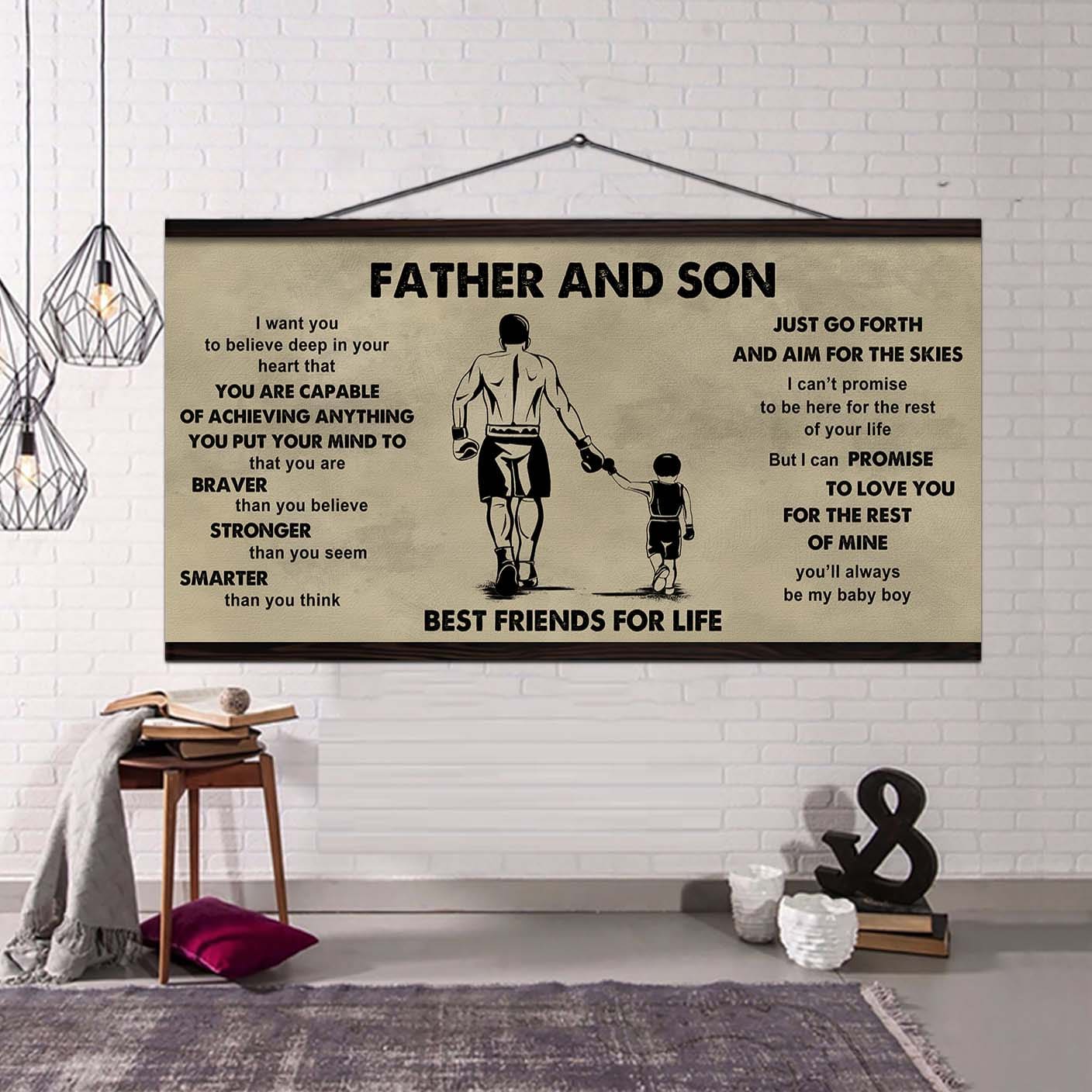 sport - family father and son best friends for life - that you are braver than you believe poster canvas gift for son from father