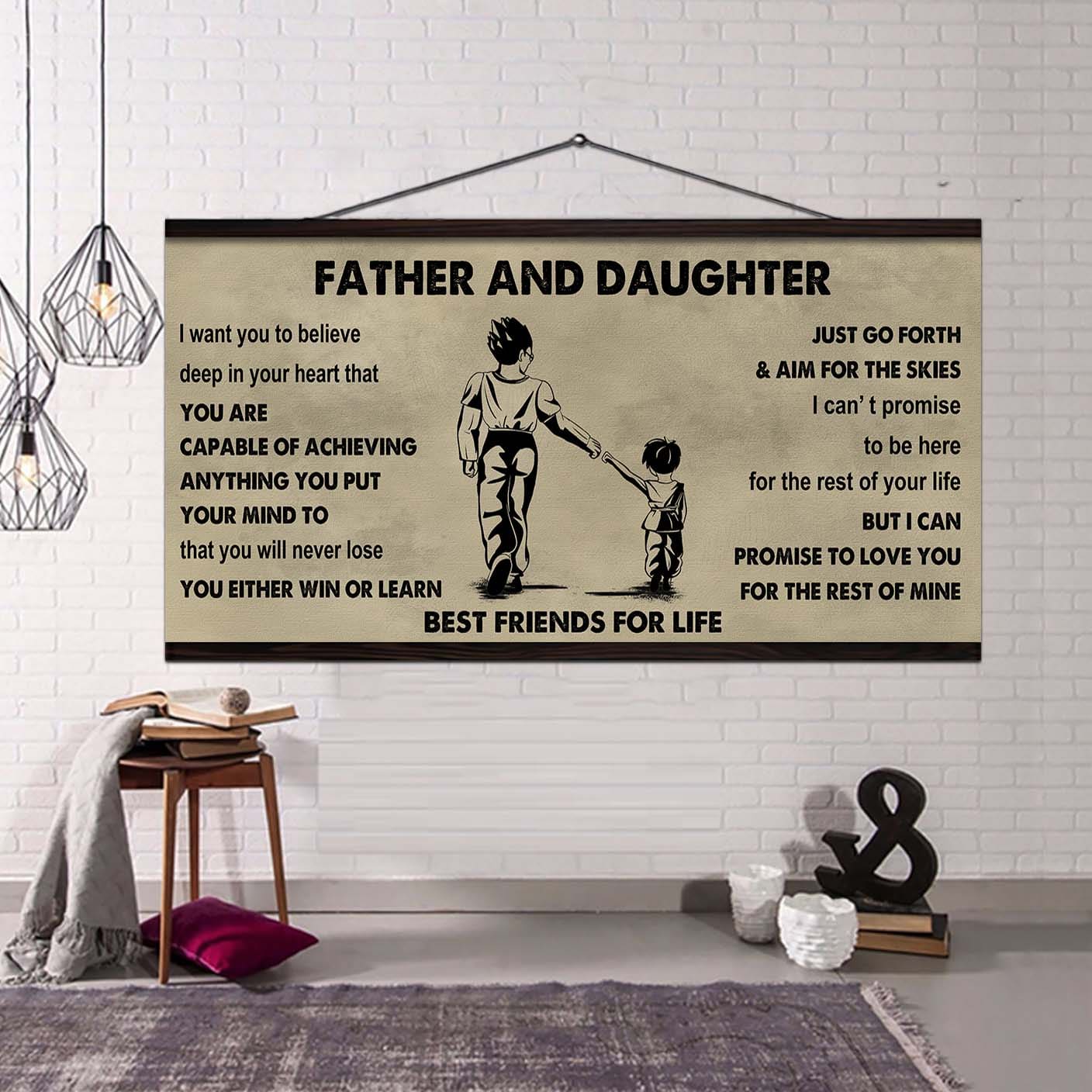 family father and daughter best friends for life - ver 2 you will never lose poster canvas gift for daughter from father-photo upload