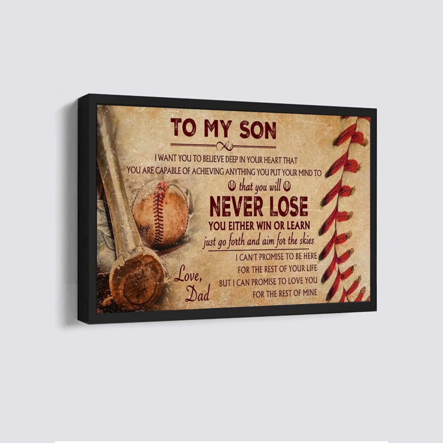 customizable baseball poster canvas - you will never lose you either win or learn i can promise to love you for the rest of mine