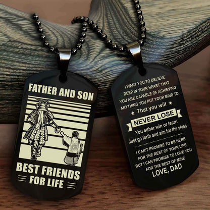 Cowboy Personalized Double Sided Dog Tag To My Son I Love You - You Will Never Lose You Either Win Or Learn From Dad To Son