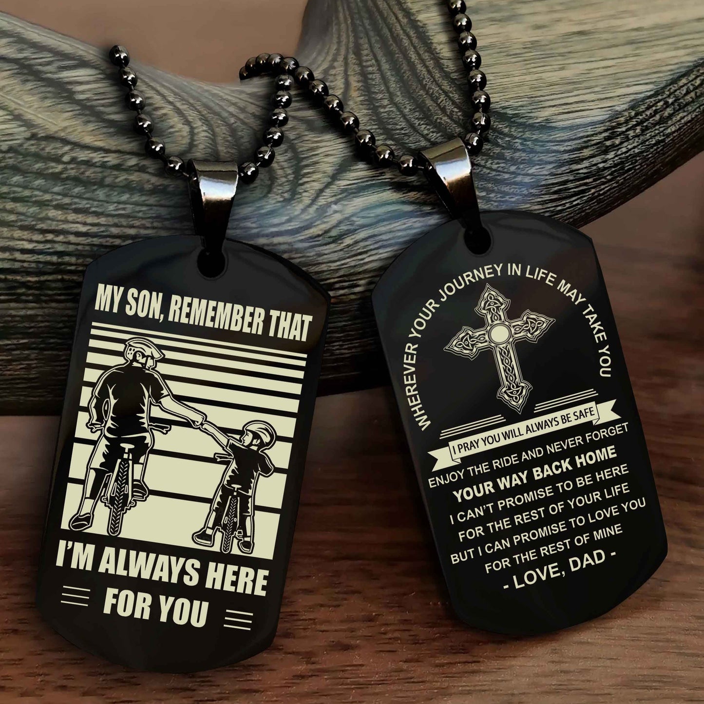 drb cross double sided dog tag my son remember that - gift for son enjoy the ride never forget your way back home