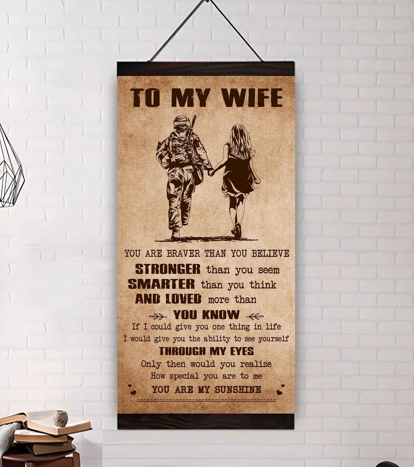 samurai poster canvas you are braver than you believe - you are my sunshine gift for your wife