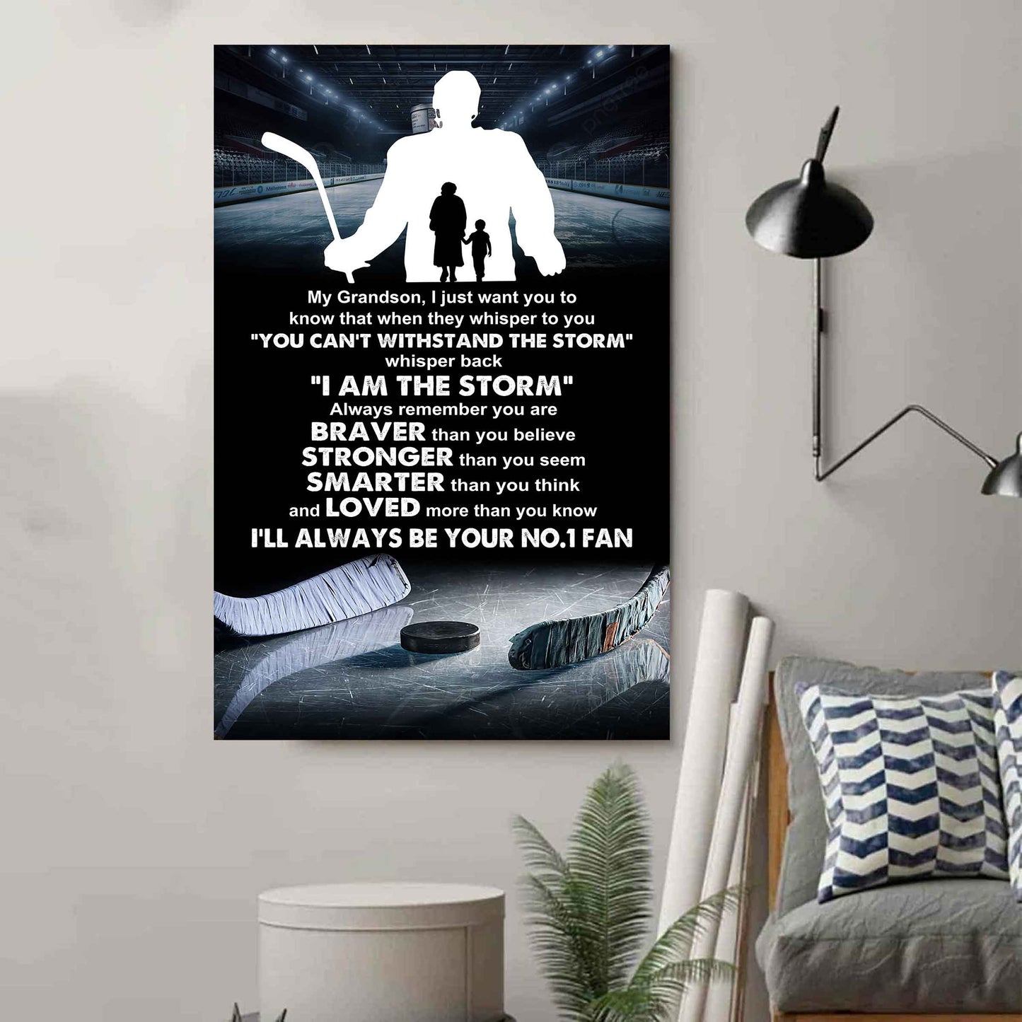 Sport Poster Canvas Grandma To Grandson - Whisper Back I Am The Storm I Will Always Your No 1 Fan