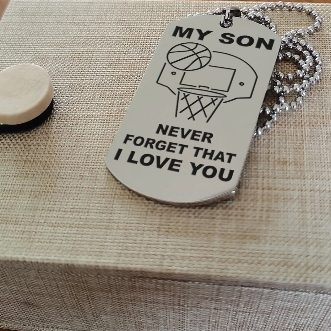 customizable basketball dog tag, gifts from dad mom to son- it is not about better than someone else, it is about being better than you were the day before, be strong be brave be humble