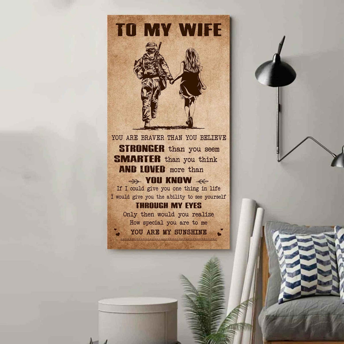 drb vgt- poster canvas you are braver than you believe - you are my sunshine gift for your wife