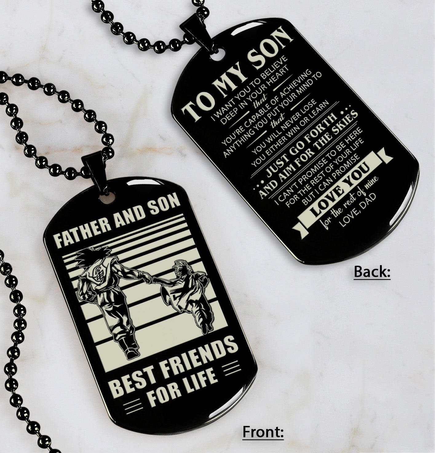 hm12 - customizabled double sided dog tag father and son best friends for life