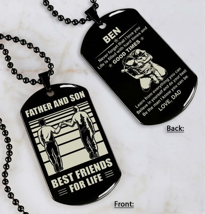 Customer customizable engraved double sided dog tag gifts from dad to son