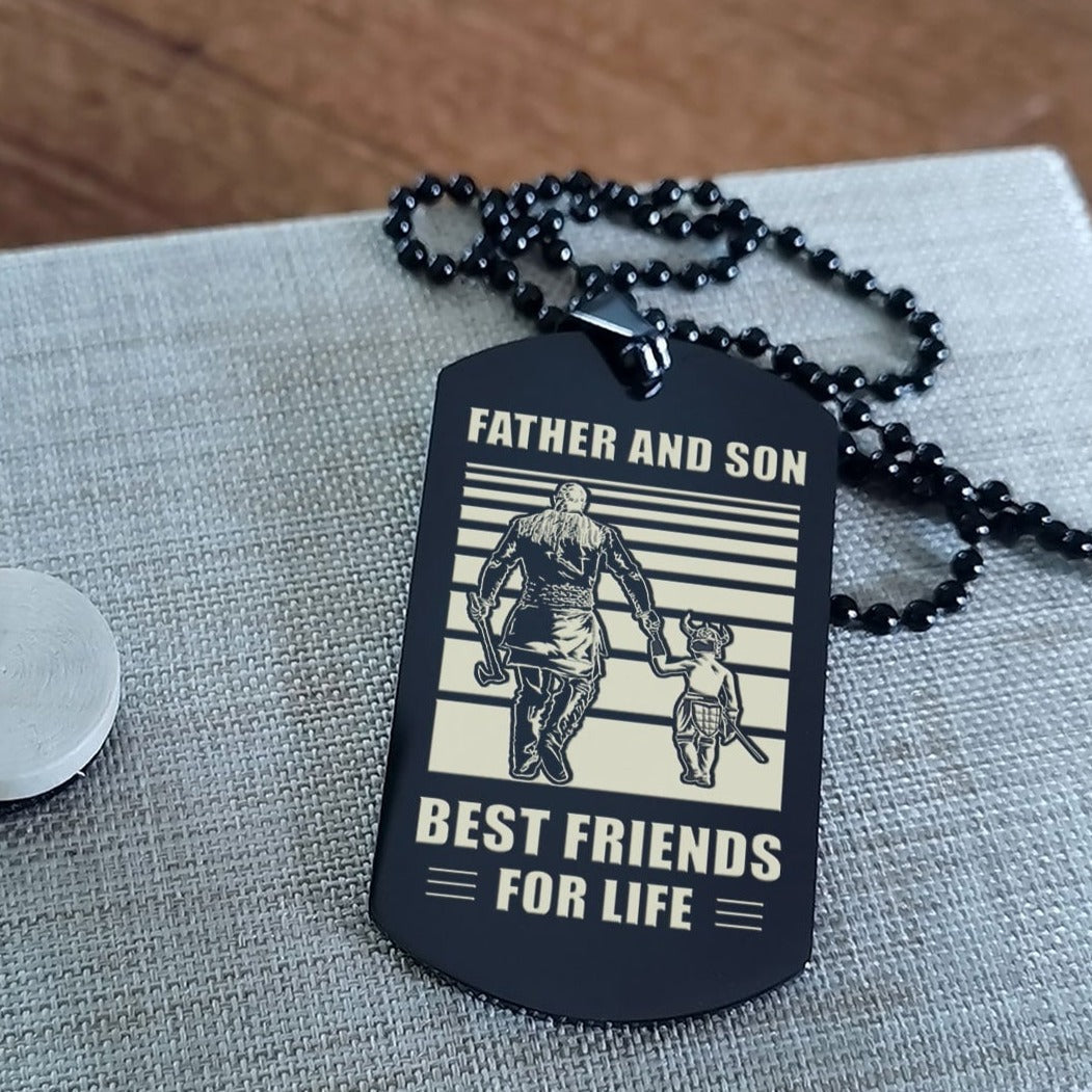 gst personalized double sided dog tag father and son best friends for life - message on the back side