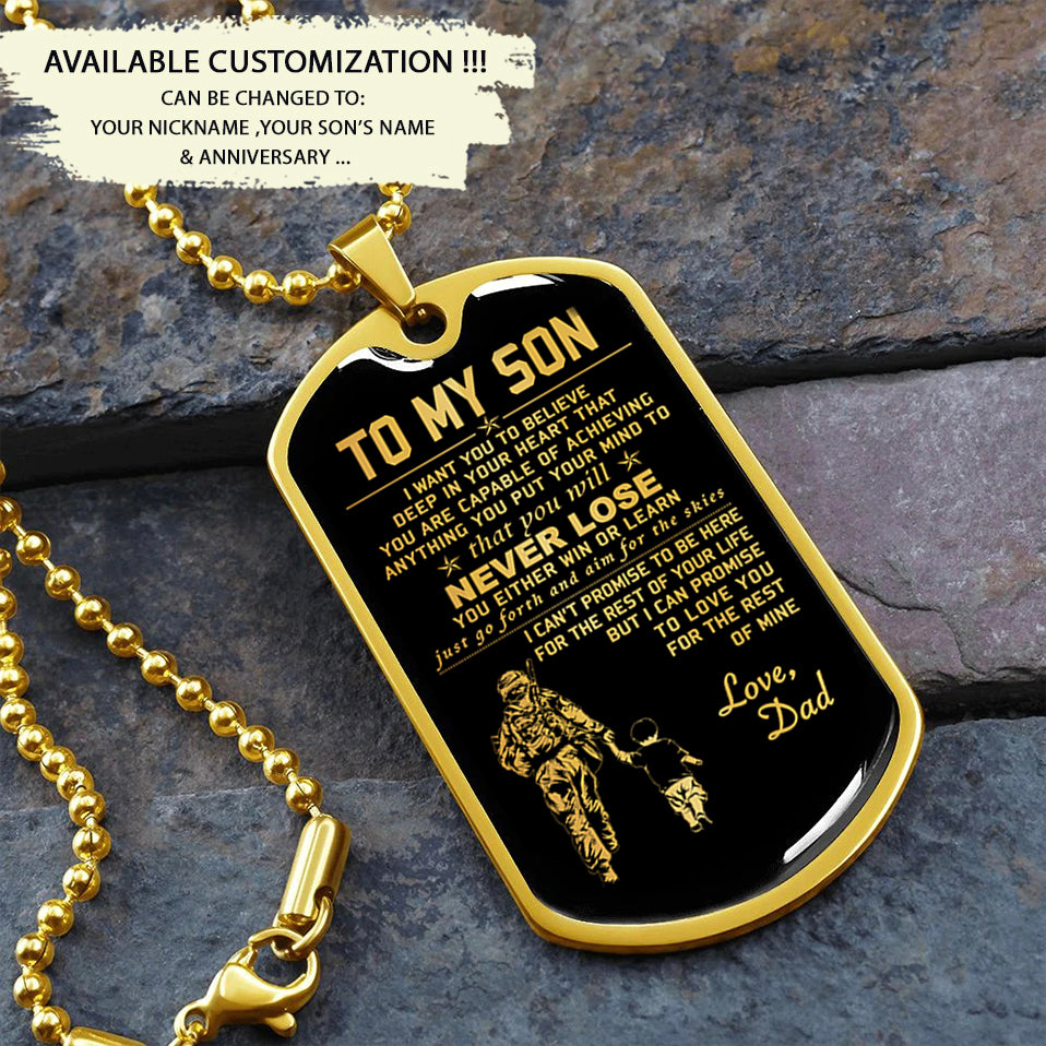 military chain dad to son dog tag you will never lose gift for son best gifts