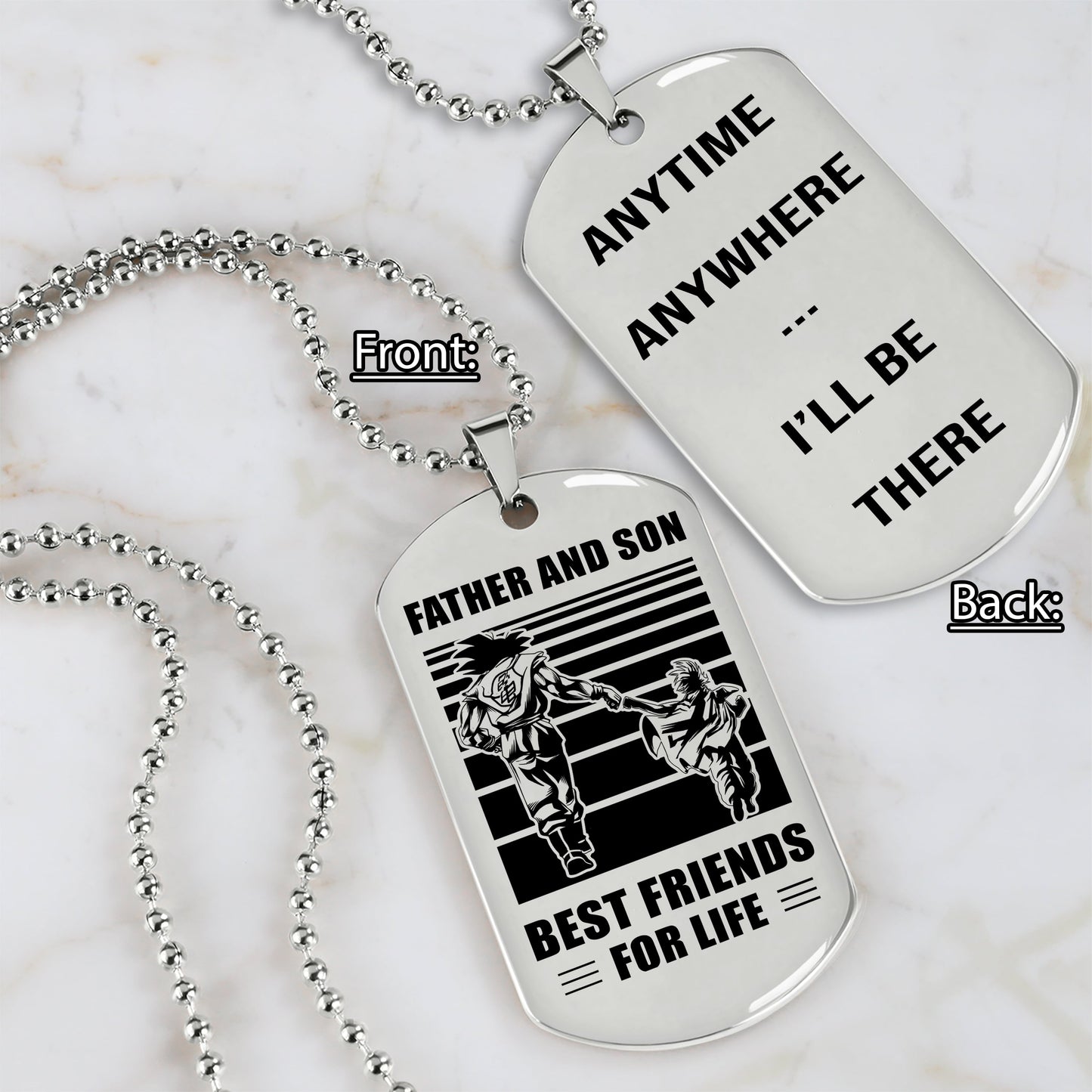 personalized double sided dog tag father and son best friends for life i will be there