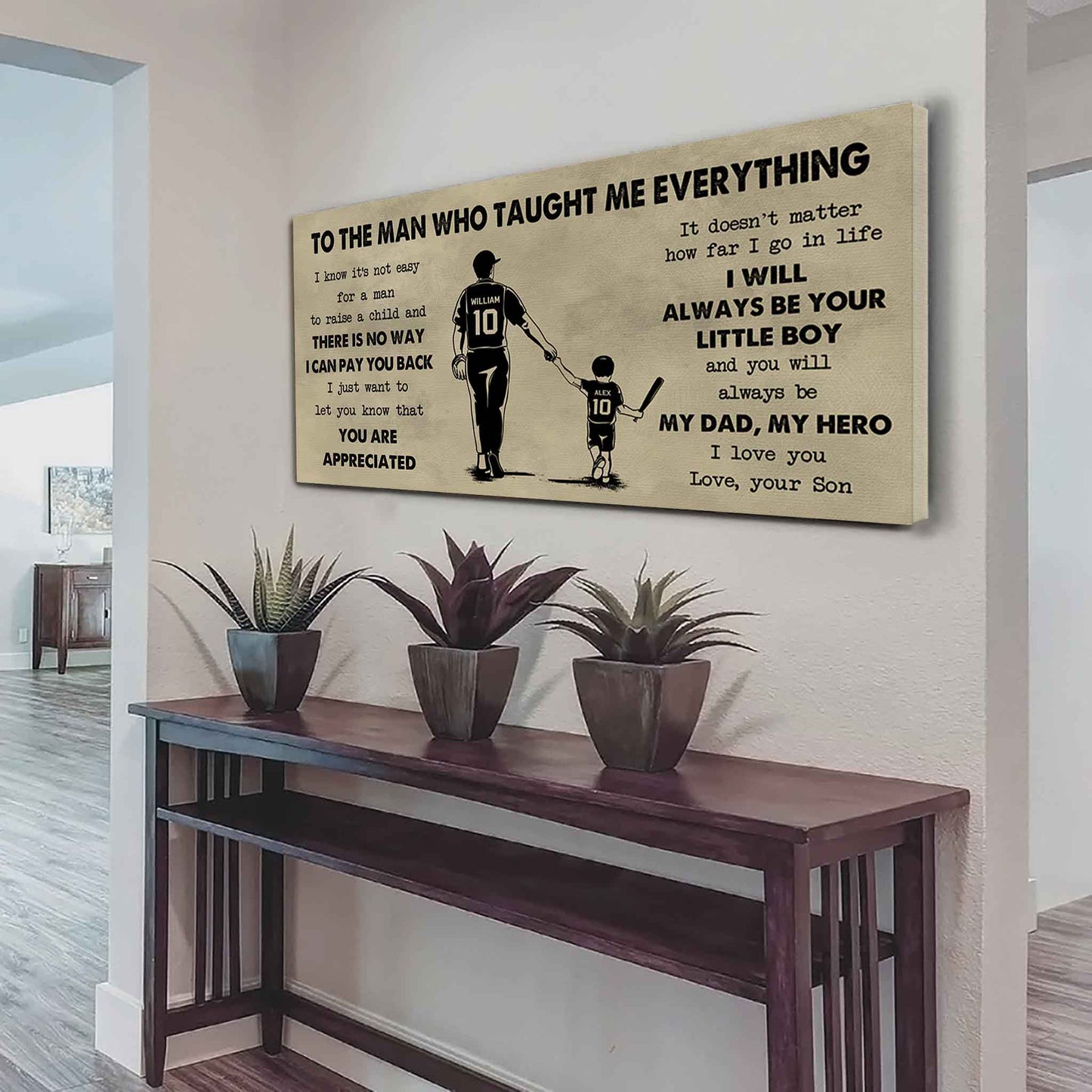 sport-family to the man who taught me everything - you will always be my hero poster canvas gift for father - photo upload
